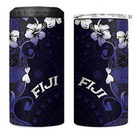 Fiji Masi 4 in 1 Can Cooler Tumbler Fijian Hibiscus Tapa Navy Blue Version