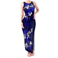 Fiji Masi Family Matching Tank Maxi Dress and Hawaiian Shirt Fijian Hibiscus Navy Blue Gold Version LT01 Mom's Dress Blue - Polynesian Pride