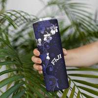 Fiji Masi Skinny Tumbler Fijian Hibiscus Tapa Navy Blue Version LT01 - Polynesian Pride