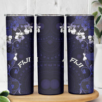 Fiji Masi Skinny Tumbler Fijian Hibiscus Tapa Navy Blue Version LT01 - Polynesian Pride