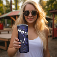 Fiji Masi Skinny Tumbler Fijian Hibiscus Tapa Navy Blue Version LT01 - Polynesian Pride