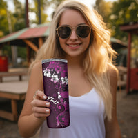 Fiji Masi Skinny Tumbler Fijian Hibiscus Tapa Purple Version LT01 - Polynesian Pride