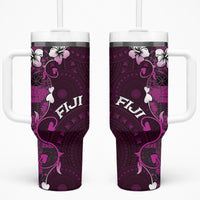 Fiji Masi Tumbler With Handle Fijian Hibiscus Tapa Purple Version
