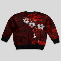 Fiji Masi Kid Ugly Christmas Sweater Fijian Hibiscus Tapa Red Version LT01 - Polynesian Pride