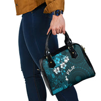 Fiji Masi Shoulder Handbag Fijian Hibiscus Tapa Sky Blue Version LT01 - Polynesian Pride