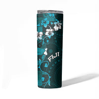 Fiji Masi Skinny Tumbler Fijian Hibiscus Tapa Turquoise Version LT01 - Polynesian Pride