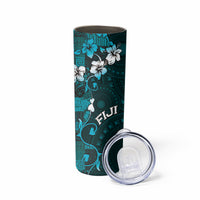 Fiji Masi Skinny Tumbler Fijian Hibiscus Tapa Turquoise Version LT01 - Polynesian Pride