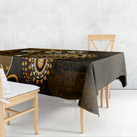 Fiji Masi Paisley With Hibiscus Tapa Tablecloth Gold Version LT01 - Polynesian Pride