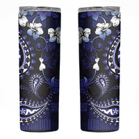 Fiji Masi Paisley With Hibiscus Tapa Skinny Tumbler Navy Blue Version