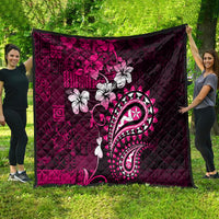 Fiji Masi Paisley With Hibiscus Tapa Quilt Pink Version LT01 - Polynesian Pride