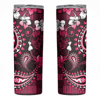 Fiji Masi Paisley With Hibiscus Tapa Skinny Tumbler Pink Version