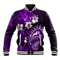 Fiji Masi Paisley Baseball Jacket Fijian Hibiscus Tapa Purple Version LT01 Unisex Purple - Polynesian Pride