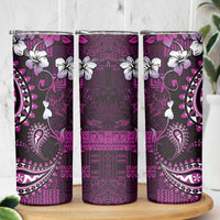 Fiji Masi Paisley Skinny Tumbler Fijian Hibiscus Tapa Purple Version LT01 - Polynesian Pride