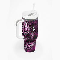 Fiji Masi Paisley Tumbler With Handle Fijian Hibiscus Tapa Purple Version