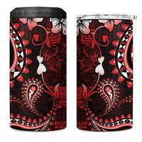 Fiji Masi Paisley 4 in 1 Can Cooler Tumbler Fijian Hibiscus Tapa Red Version LT01 One Size: 16 oz Red - Polynesian Pride
