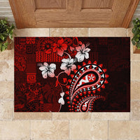 Fiji Masi Paisley Rubber Doormat Fijian Hibiscus Tapa Red Version LT01 - Polynesian Pride