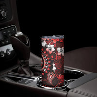 Fiji Masi Paisley Skinny Tumbler Fijian Hibiscus Tapa Red Version LT01 - Polynesian Pride