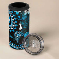 Fiji Masi Paisley 4 in 1 Can Cooler Tumbler Fijian Hibiscus Tapa Sky Blue Version LT01 - Polynesian Pride