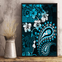 Fiji Masi Paisley Canvas Wall Art Fijian Hibiscus Tapa Sky Blue Version LT01 - Polynesian Pride