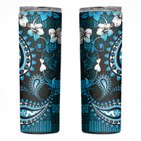 Fiji Masi Paisley Skinny Tumbler Fijian Hibiscus Tapa Sky Blue Version LT01 Blue - Polynesian Pride
