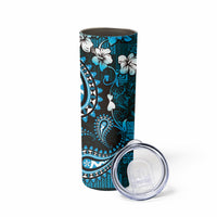 Fiji Masi Paisley Skinny Tumbler Fijian Hibiscus Tapa Sky Blue Version LT01 - Polynesian Pride