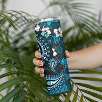 Fiji Masi Paisley Skinny Tumbler Fijian Hibiscus Tapa Sky Blue Version LT01 - Polynesian Pride