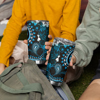 Fiji Masi Paisley Tumbler Cup Fijian Hibiscus Tapa Sky Blue Version