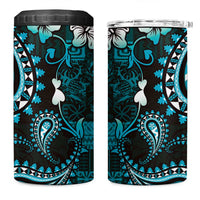 Fiji Masi Paisley 4 in 1 Can Cooler Tumbler Fijian Hibiscus Tapa Turquoise Version LT01 One Size: 16 oz Turquoise - Polynesian Pride