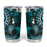 Fiji Masi Paisley Tumbler Cup Fijian Hibiscus Tapa Turquoise Version
