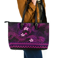 FSM Pohnpei State Leather Tote Bag Tribal Pattern Pink Version LT01 - Polynesian Pride