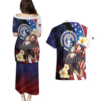 Personalized Northern Mariana Islands 4th of July Couples Matching Puletasi and Hawaiian Shirt Plumeria USA Eagle LT01 - Polynesian Pride