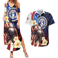Personalized Northern Mariana Islands 4th of July Couples Matching Summer Maxi Dress and Hawaiian Shirt Plumeria USA Eagle LT01 Multicolor - Polynesian Pride