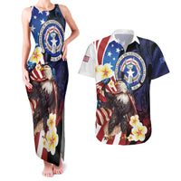 Personalized Northern Mariana Islands 4th of July Couples Matching Tank Maxi Dress and Hawaiian Shirt Plumeria USA Eagle LT01 Multicolor - Polynesian Pride