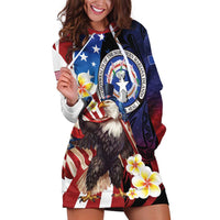 Personalized Northern Mariana Islands 4th of July Hoodie Dress Plumeria USA Eagle LT01 Multicolor - Polynesian Pride