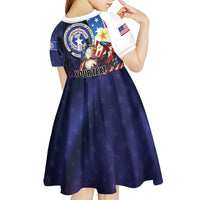 Personalized Northern Mariana Islands 4th of July Kid Short Sleeve Dress Plumeria USA Eagle LT01 - Polynesian Pride