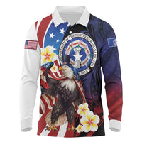 Personalized Northern Mariana Islands 4th of July Long Sleeve Polo Shirt Plumeria USA Eagle LT01 Multicolor - Polynesian Pride