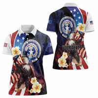 Personalized Northern Mariana Islands 4th of July Women Polo Shirt Plumeria USA Eagle LT01 - Polynesian Pride