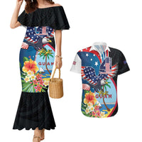 Personalized Guam Fourth of July Couples Matching Mermaid Dress and Hawaiian Shirt Tropical Flowers LT01 Multicolor - Polynesian Pride