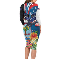 Personalized Guam Fourth of July Family Matching Long Sleeve Bodycon Dress and Hawaiian Shirt Tropical Flowers LT01 - Polynesian Pride