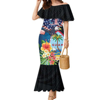 Personalized Guam Fourth of July Family Matching Mermaid Dress and Hawaiian Shirt Tropical Flowers LT01 Mom's Dress Multicolor - Polynesian Pride