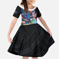 Personalized Guam Fourth of July Family Matching Off Shoulder Maxi Dress and Hawaiian Shirt Tropical Flowers LT01 Daughter's Dress Multicolor - Polynesian Pride