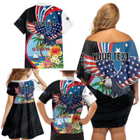 Personalized Guam Fourth of July Family Matching Off Shoulder Short Dress and Hawaiian Shirt Tropical Flowers LT01 - Polynesian Pride