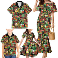Hawaiian Santa Christmas Pattern Family Matching Mermaid Dress and Hawaiian Shirt Black Version LT01 - Polynesian Pride