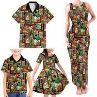 Hawaiian Santa Christmas Pattern Family Matching Tank Maxi Dress and Hawaiian Shirt Black Version LT01 - Polynesian Pride