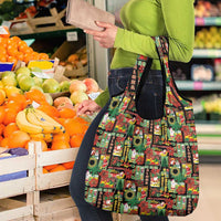 Hawaiian Santa Christmas Pattern Grocery Bag Black Version - Polynesian Pride