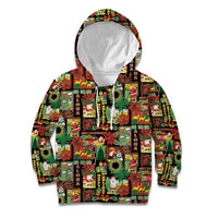 Hawaiian Santa Christmas Pattern Kid Hoodie Black Version - Polynesian Pride