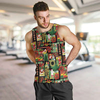 Hawaiian Santa Christmas Pattern Men Tank Top Black Version - Polynesian Pride