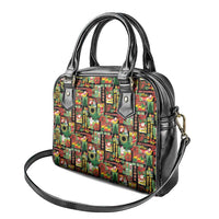 Hawaiian Santa Christmas Pattern Shoulder Handbag Black Version - Polynesian Pride