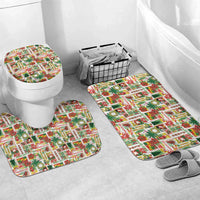 Hawaiian Santa Christmas Pattern Bathroom Set White Version - Polynesian Pride