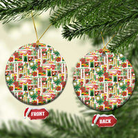 Hawaiian Santa Christmas Pattern Ceramic Ornament White Version - Polynesian Pride